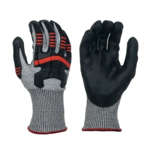 BIL-VEX guante ANTICORTE HAMMER NITRILO 3 en 1 30cm GRIS NEGRO y ROJO fibras HPPE y TPR