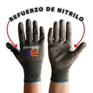 BIL-VEX guante ANTICORTE POLIURETANO refuerzo nitrilo GRIS fibras HPPE SANITIZED