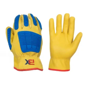 BIL-VEX guante CUERO VAQUETA 1/2 PASEO con TPR T10 XL AMARILLO y AZUL puño elastizado