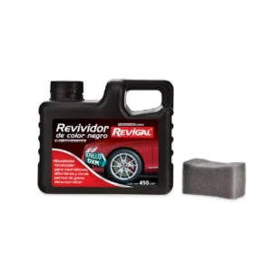 REVIGAL líquido REVIVIDOR DE COLOR NEGRO + ESPONJITA neumáticos alfromas x490cc BIDONCITO