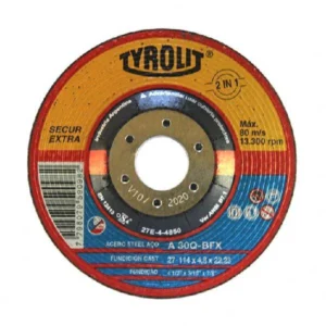 TYROLIT disco desbaste SECUR EXTRA aceros y aceros inoxidables amoladora CENTRO DEPRIMIDO eje 22.23mm