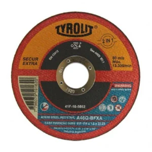 TYROLIT disco corte SECUR EXTRA aceros y aceros inoxidables 2 en 1 amoladora eje 22.23mm