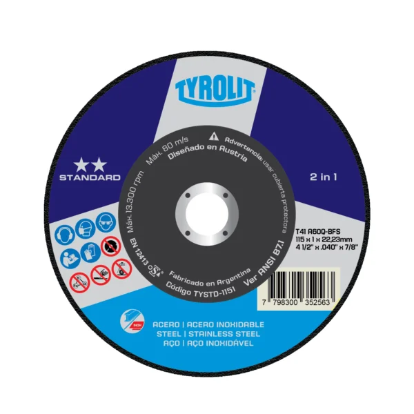 TYROLIT disco corte STANDARD aceros amoladora eje 22.23mm