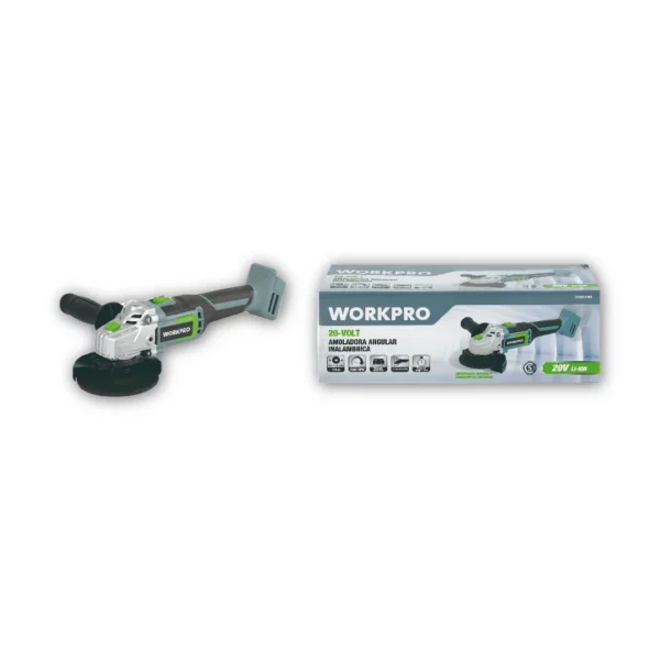 WORKPRO AMOLADORA INALÁMBRICA 20V ion litio angular potencia 7500 RPM