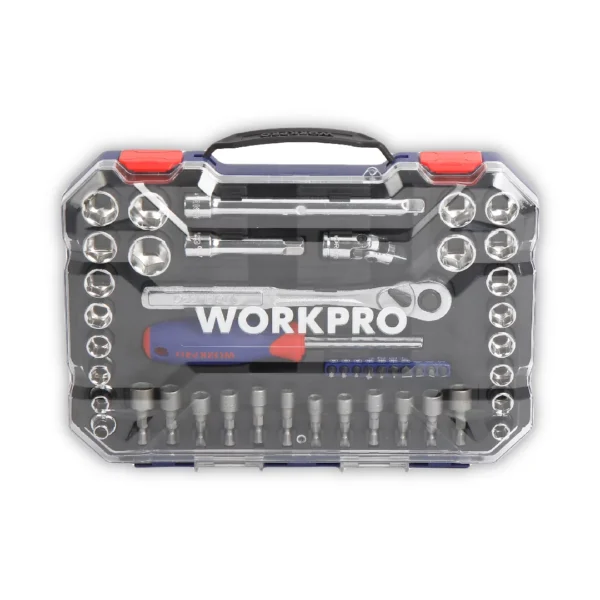 WORKPRO JUEGO TUBOS 47 piezas BOCALLAVES 6 puntas encastre 3/8