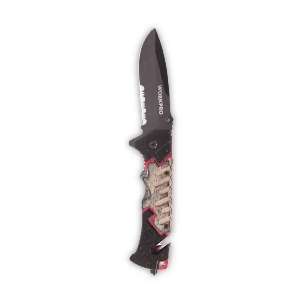 WORKPRO CUCHILLO PLEGABLE 3.5 acero inoxidable anodizado corta cordón