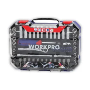 WORKPRO JUEGO TUBOS 70 piezas BOCALLAVES 6 puntas encastre 1/4