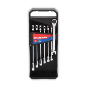 WORKPRO JUEGO LLAVES COMBINADAS 7 piezas métricas CON CRIQUET incorporado